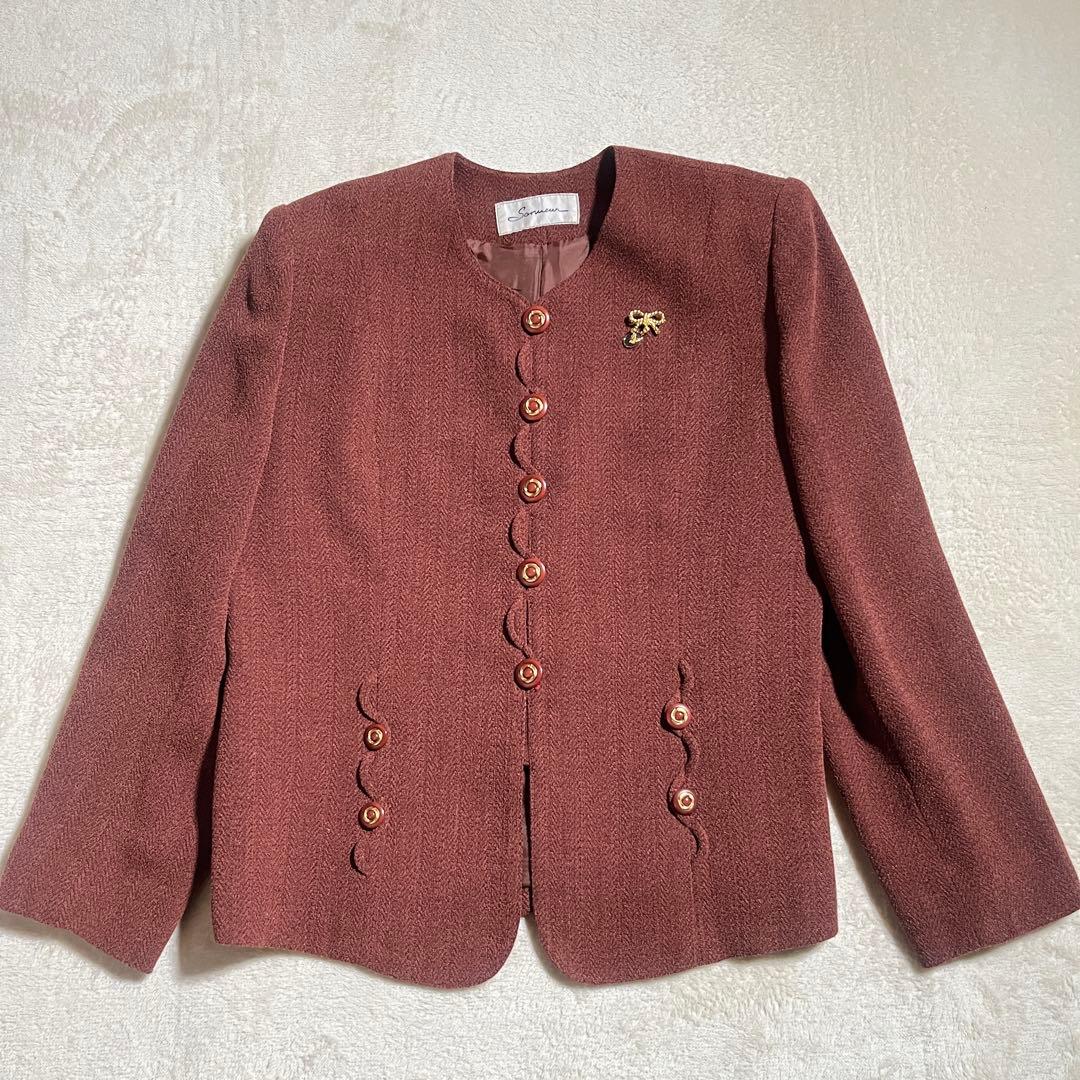 Setup suit skirt no collar jacket size 11 terracotta old clothes