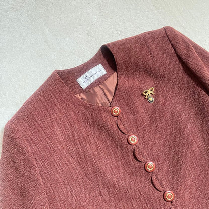 Setup suit skirt no collar jacket size 11 terracotta old clothes