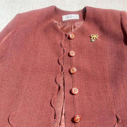 Setup suit skirt no collar jacket size 11 terracotta old clothes