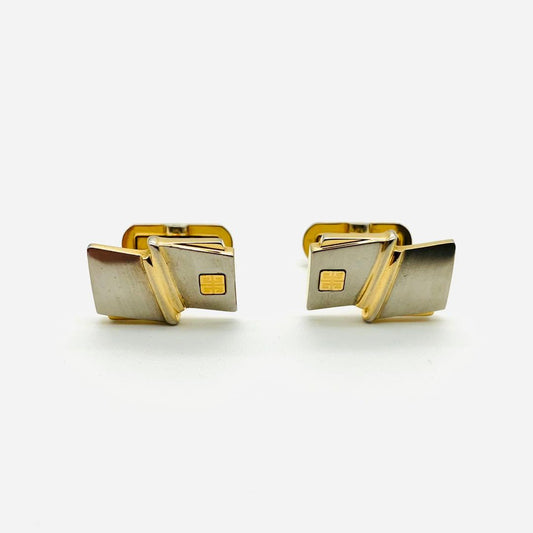 GIVENCHY Cufflinks Gold and Silver Combination Logo Men's Luxury Accessories Business Ceremonies