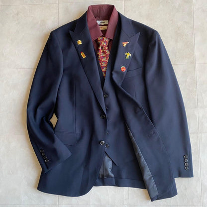 90s vintage Burberry tie suit vest pins 5 pieces