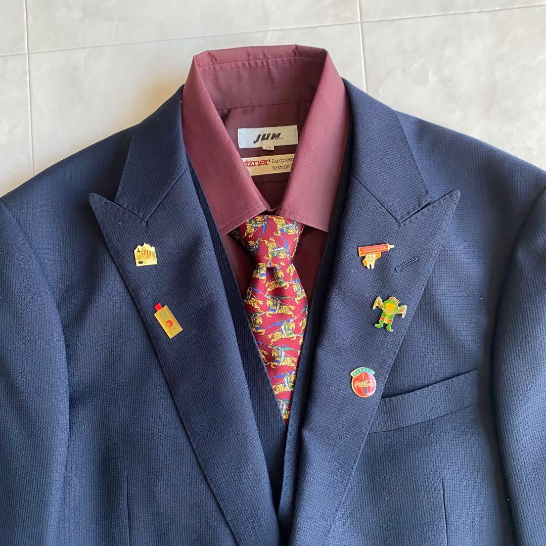 90s vintage Burberry tie suit vest pins 5 pieces