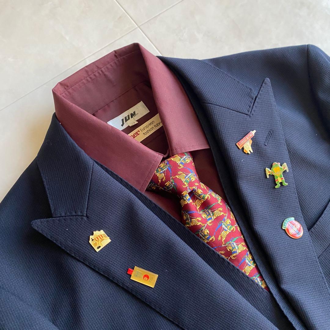 90s vintage Burberry tie suit vest pins 5 pieces