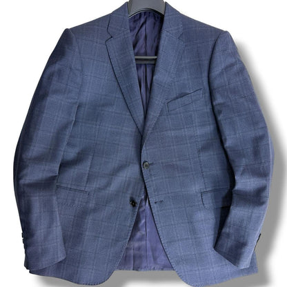 Unused Emporio Armani M LINE silk blend plaid suit navy blue 52