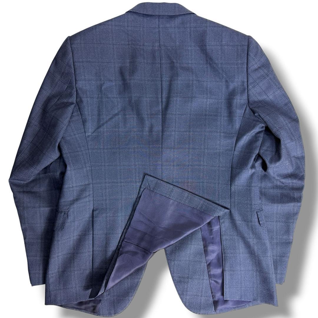 Unused Emporio Armani M LINE silk blend plaid suit navy blue 52