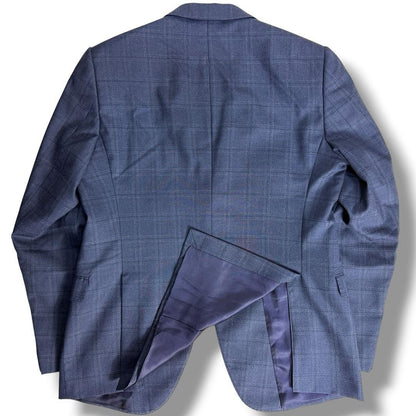 Unused Emporio Armani M LINE silk blend plaid suit navy blue 52