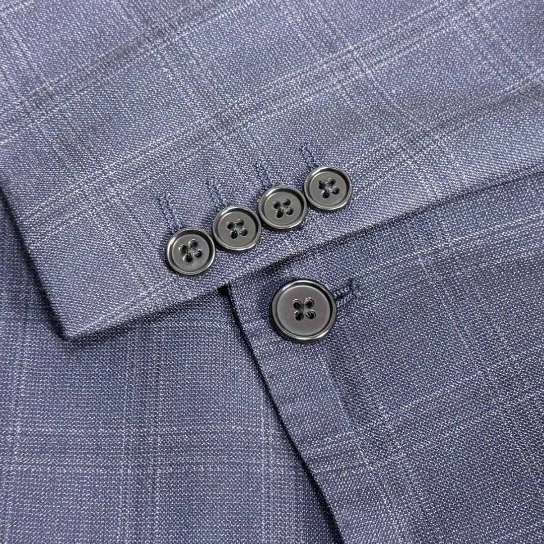 Unused Emporio Armani M LINE silk blend plaid suit navy blue 52