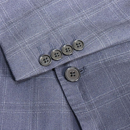 Unused Emporio Armani M LINE silk blend plaid suit navy blue 52