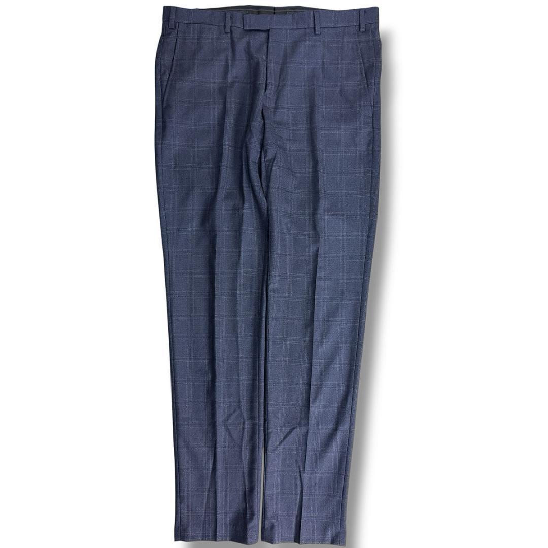 Unused Emporio Armani M LINE silk blend plaid suit navy blue 52