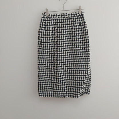 Houndstooth Setup Gold Button M Vintage Retro Collarless Jacket