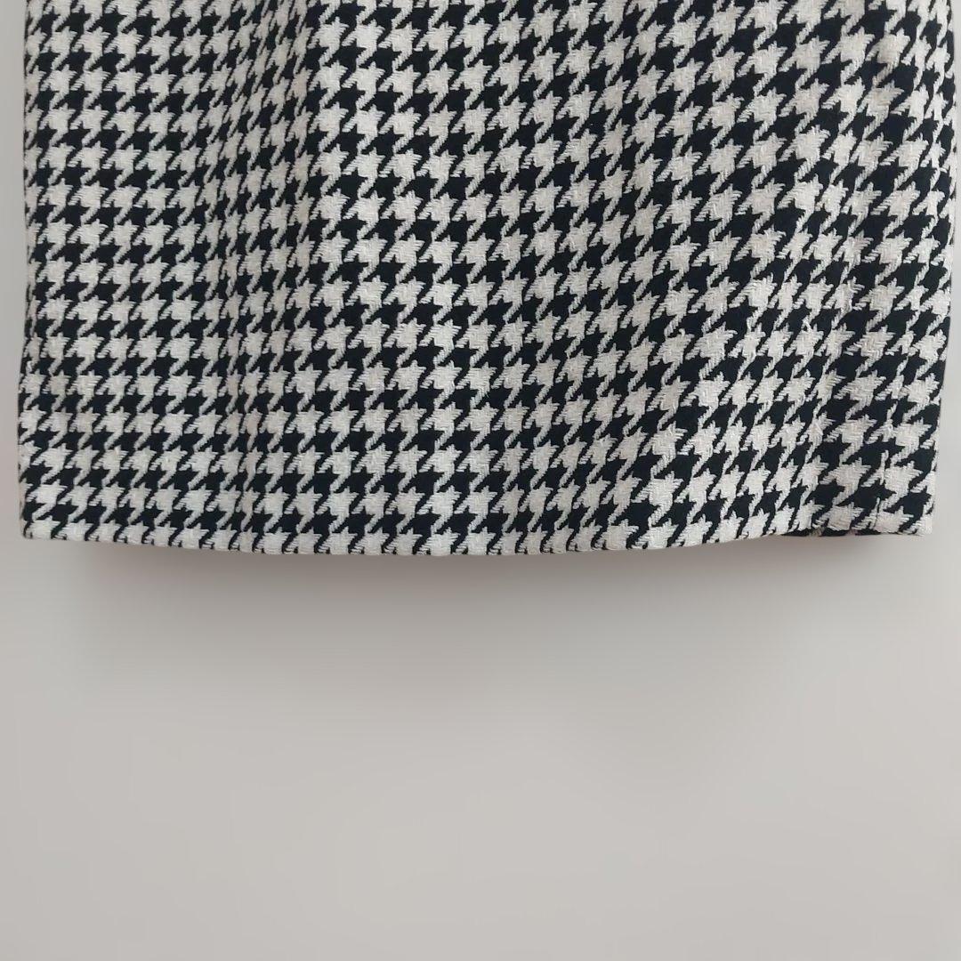 Houndstooth Setup Gold Button M Vintage Retro Collarless Jacket