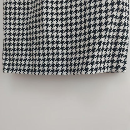 Houndstooth Setup Gold Button M Vintage Retro Collarless Jacket