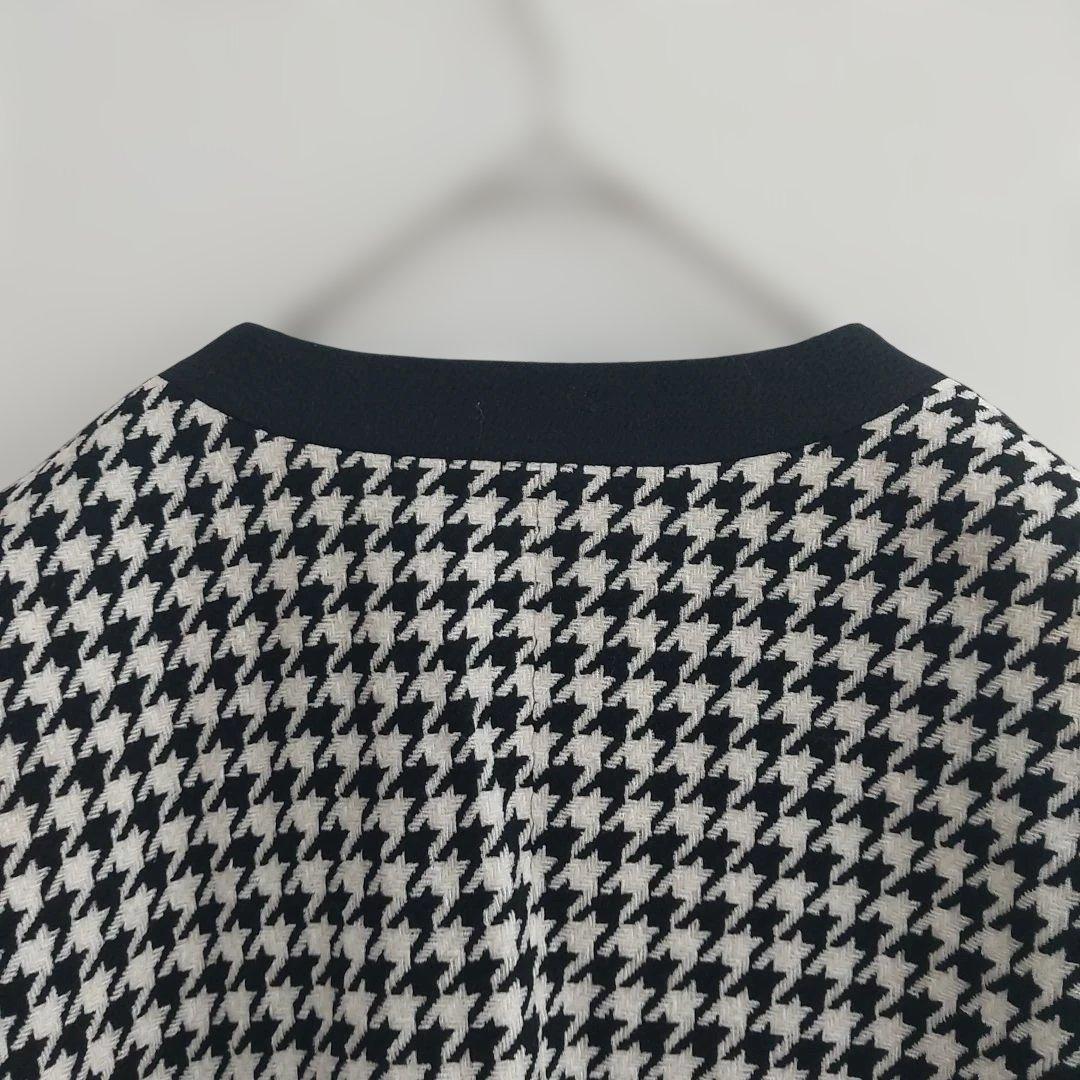 Houndstooth Setup Gold Button M Vintage Retro Collarless Jacket