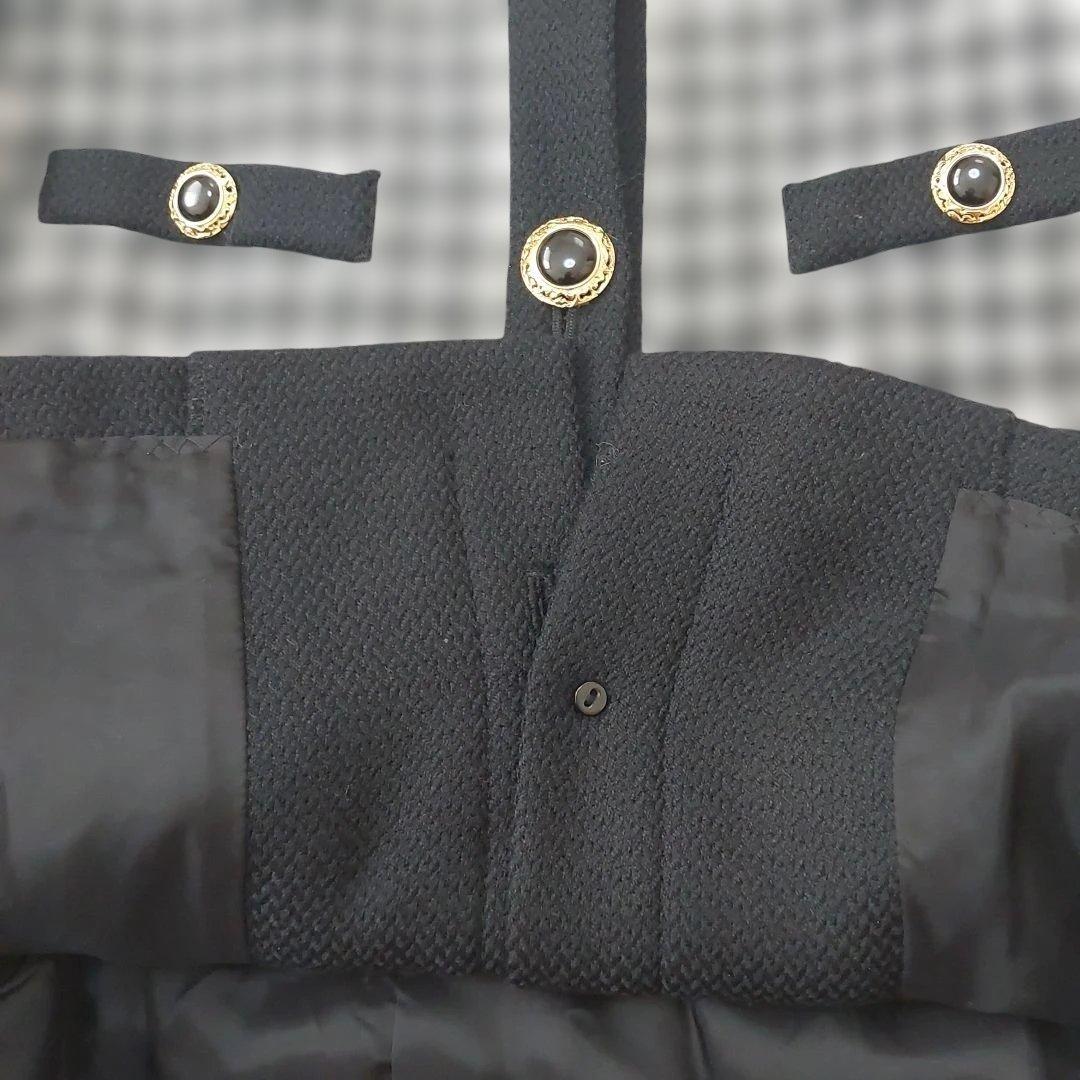 Houndstooth Setup Gold Button M Vintage Retro Collarless Jacket