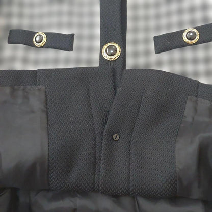 Houndstooth Setup Gold Button M Vintage Retro Collarless Jacket