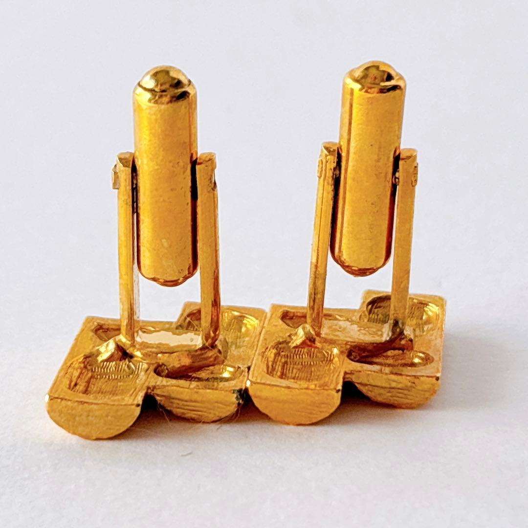 Vintage cufflinks tie pin set gold woodgrain log retro men's