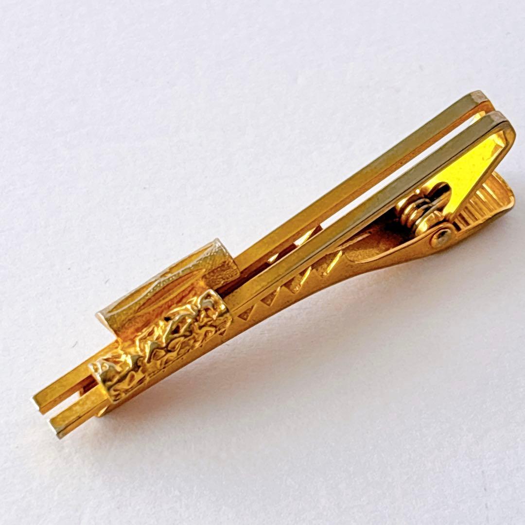 Vintage cufflinks tie pin set gold woodgrain log retro men's