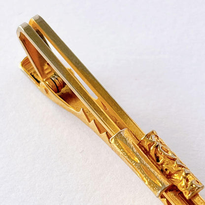 Vintage cufflinks tie pin set gold woodgrain log retro men's