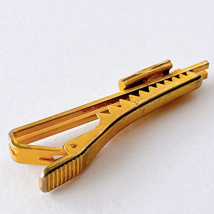 Vintage cufflinks tie pin set gold woodgrain log retro men's