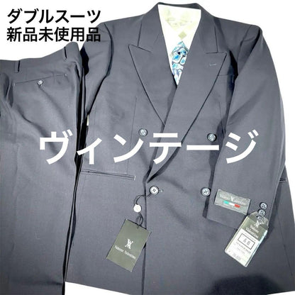 【rare! ️New and unused item!! ️] Vintage suit double setup A6 navy