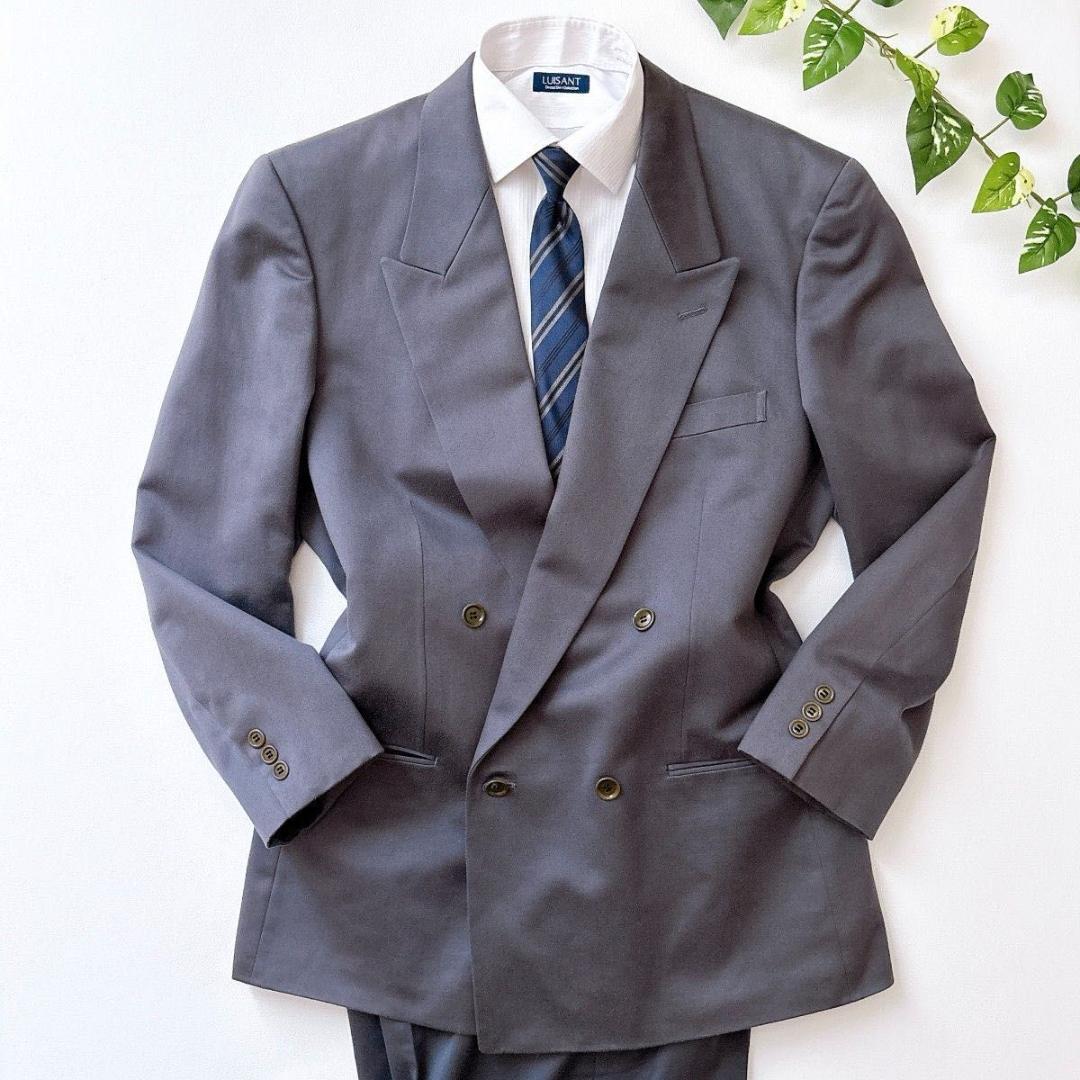 Masaki Suda Vintage Double Breasted Casual Suit Top and Bottom Dark Blue L