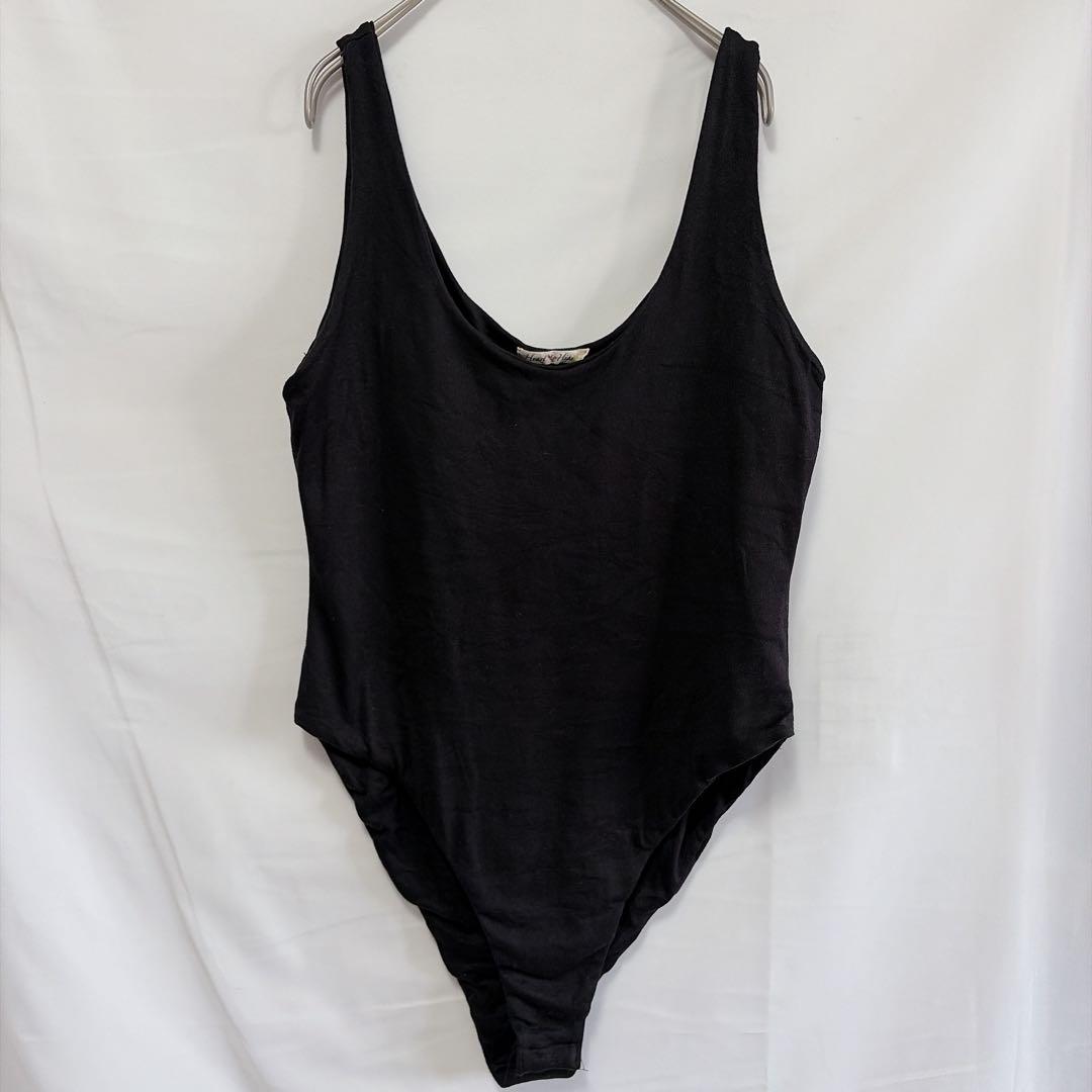 ★Heart & Hips [L] Bodysuit Black Simple Plain Inner