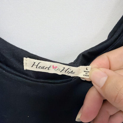 ★Heart & Hips [L] Bodysuit Black Simple Plain Inner