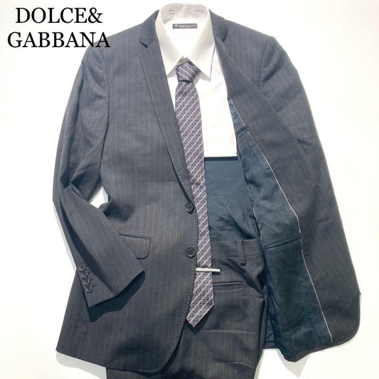 [Extremely good condition] DOLCE&GABBANA suit gray striped all over pattern logo