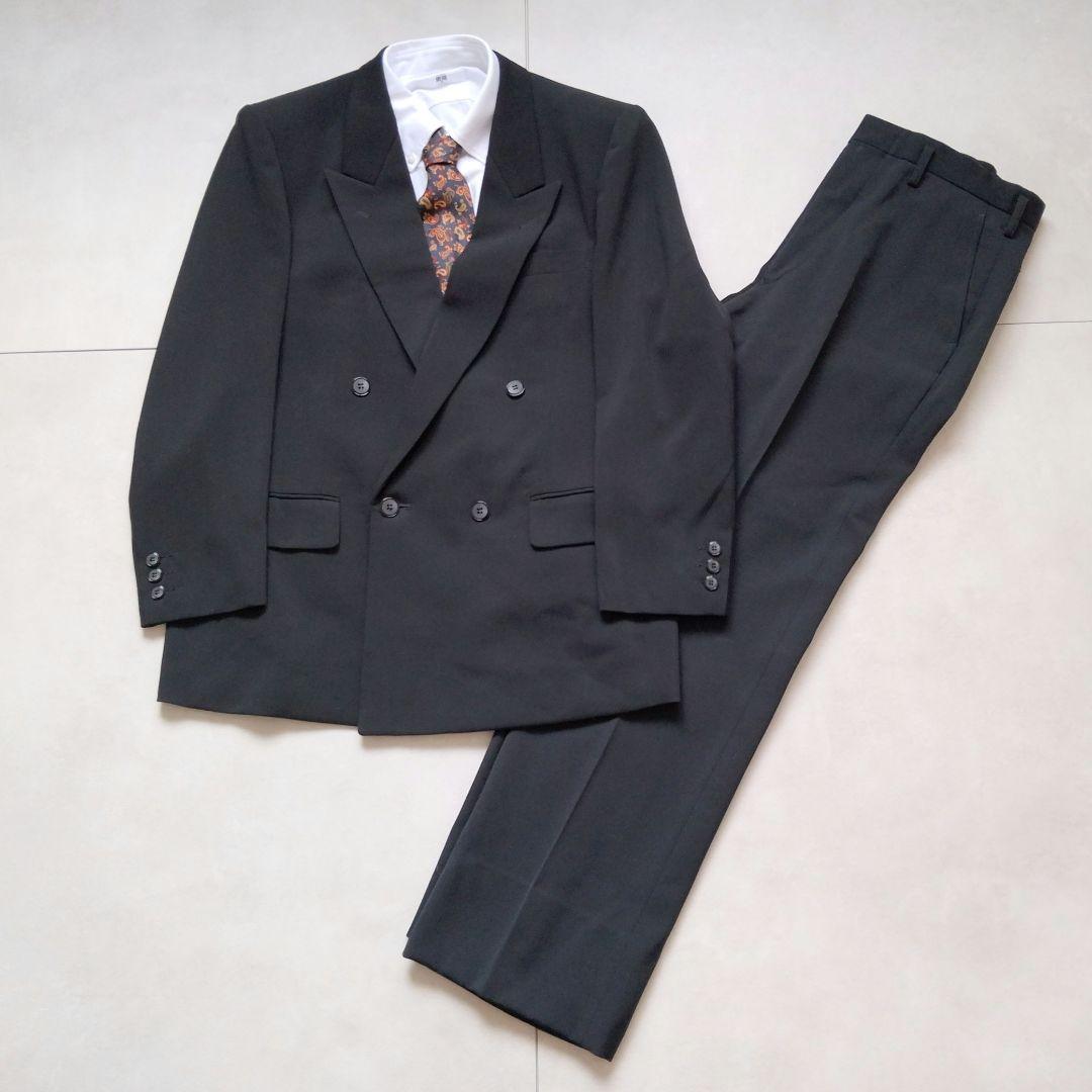90s vintage double suit setup wool business commuting good condition