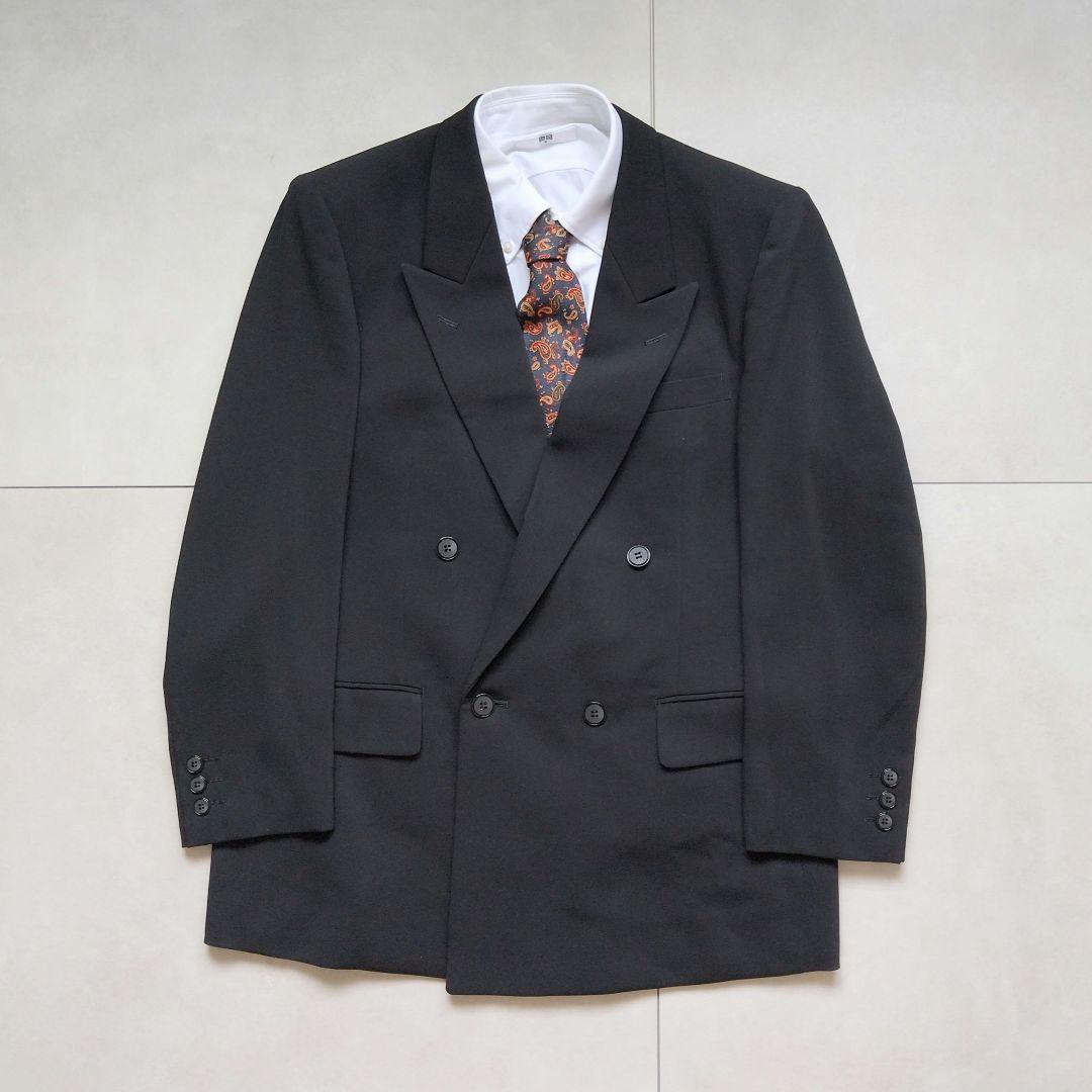 90s vintage double suit setup wool business commuting good condition