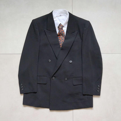 90s vintage double suit setup wool business commuting good condition