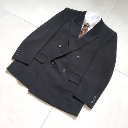 90s vintage double suit setup wool business commuting good condition