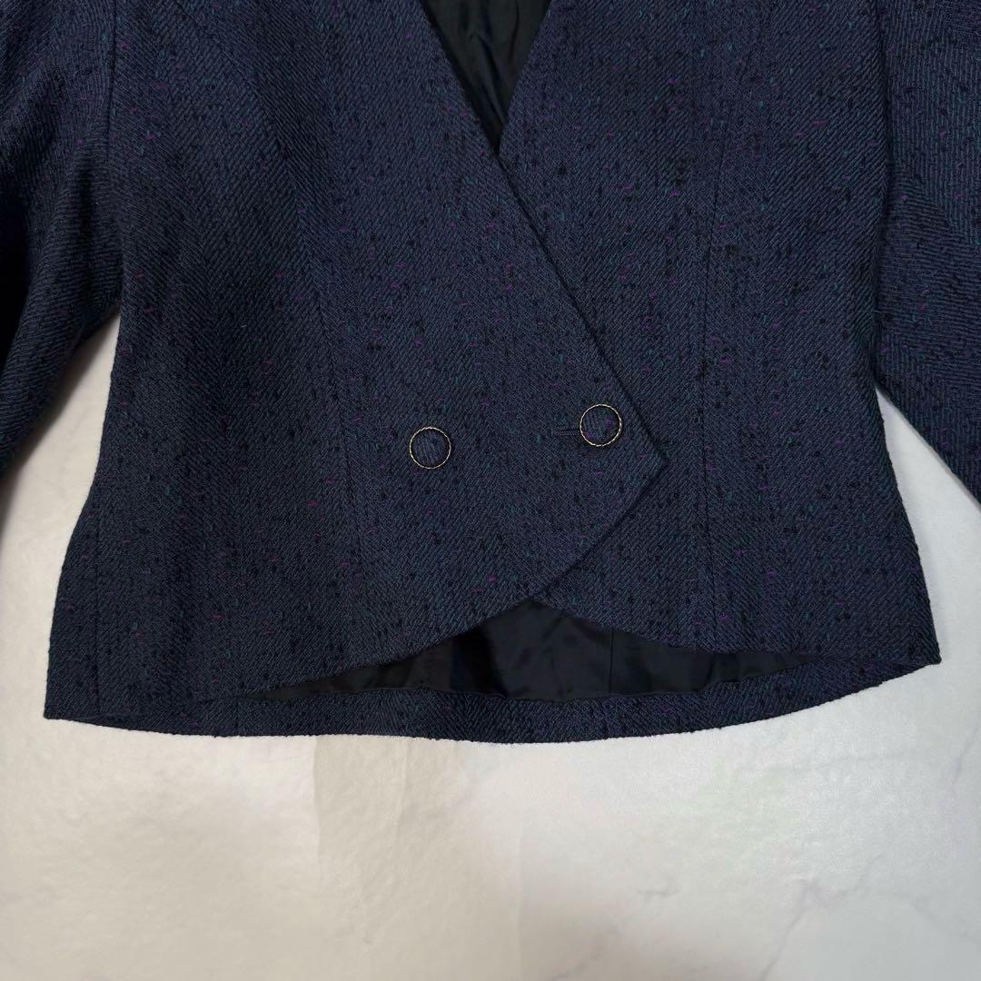 Showa Retro Tweed Collarless Jacket Skirt Setup No. 9