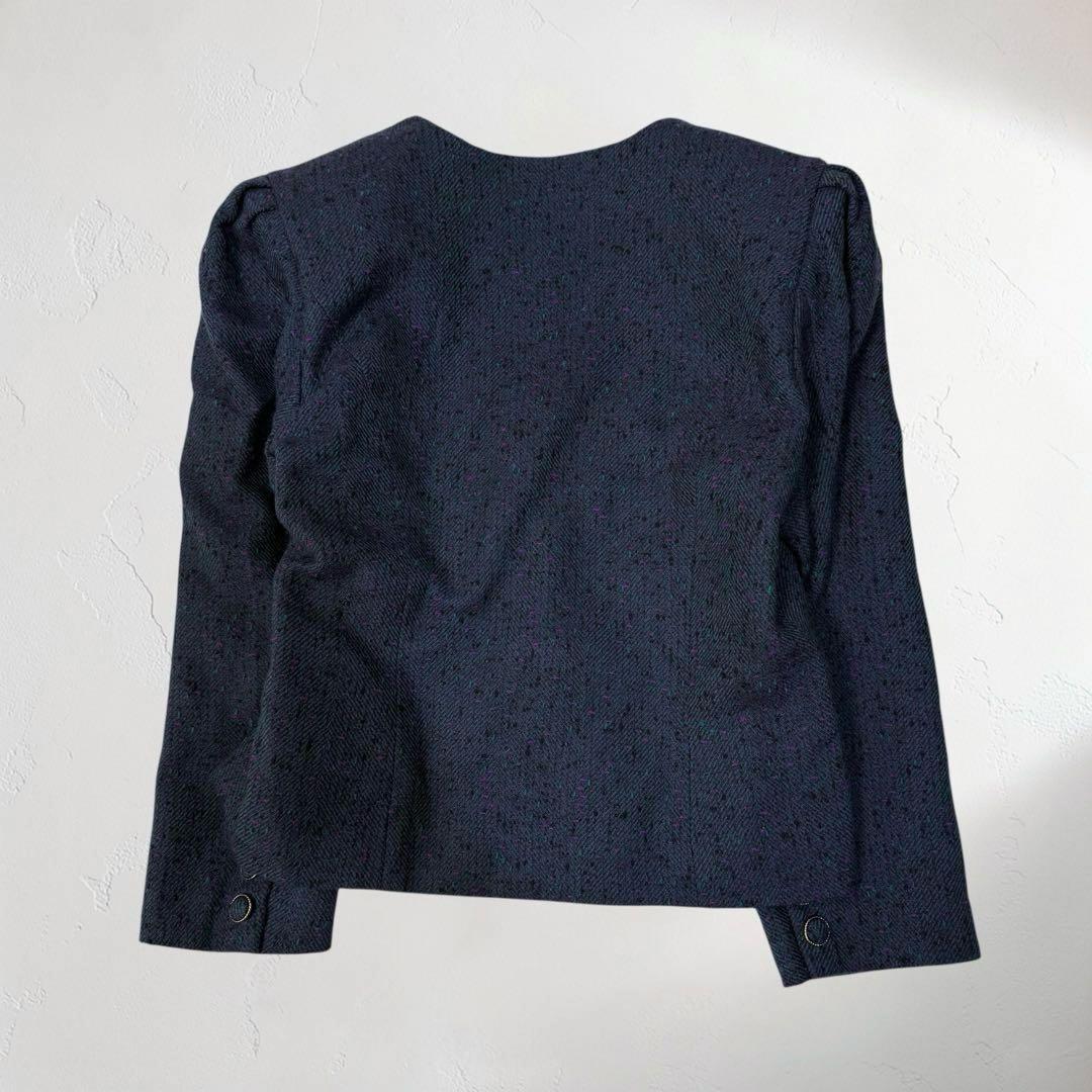 Showa Retro Tweed Collarless Jacket Skirt Setup No. 9