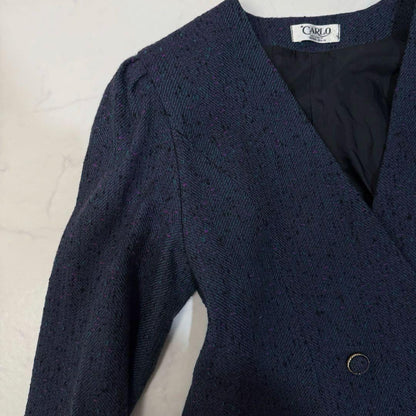 Showa Retro Tweed Collarless Jacket Skirt Setup No. 9