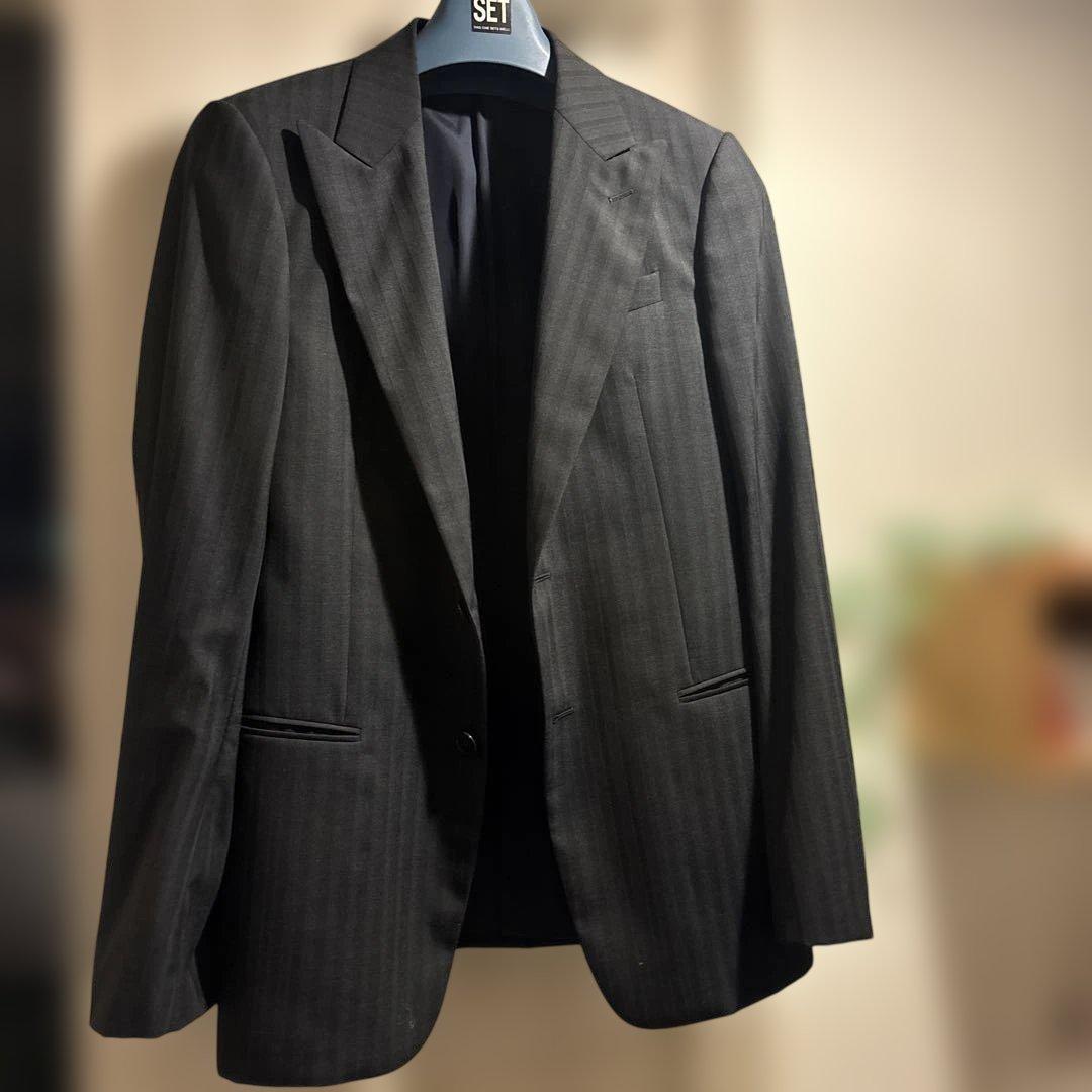 Armani dark gray striped business suit jacket
