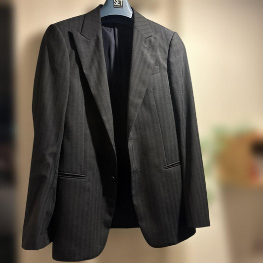 Armani dark gray striped business suit jacket