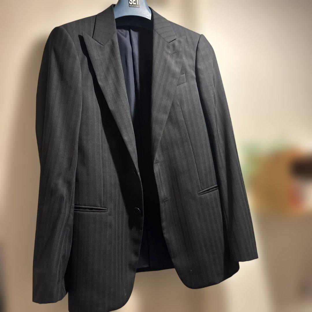 Armani dark gray striped business suit jacket