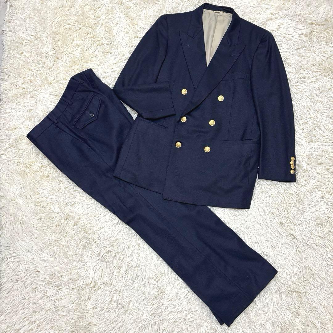 Aquascutum double setup suit wool gold buttons XL