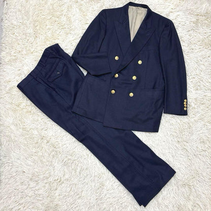 Aquascutum double setup suit wool gold buttons XL