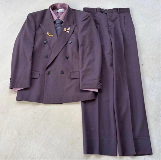 [vintage☆rare] 5-piece setup double suit purple purple pins