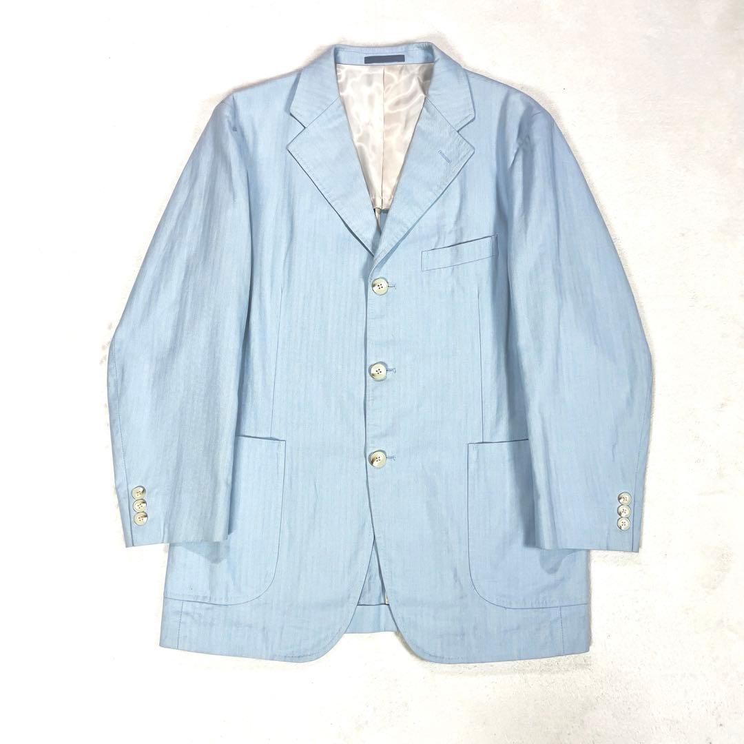Brooks Brothers Cotton Herringbone Setup Suit Top and Bottom M Blue