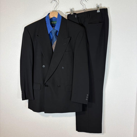 Vintage Double Breasted Setup Shirt Tie Water Repellent Black A4