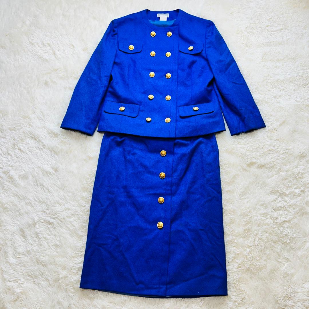 Retro Bubbly Suit Gold Button Double Jacket Skirt Setup