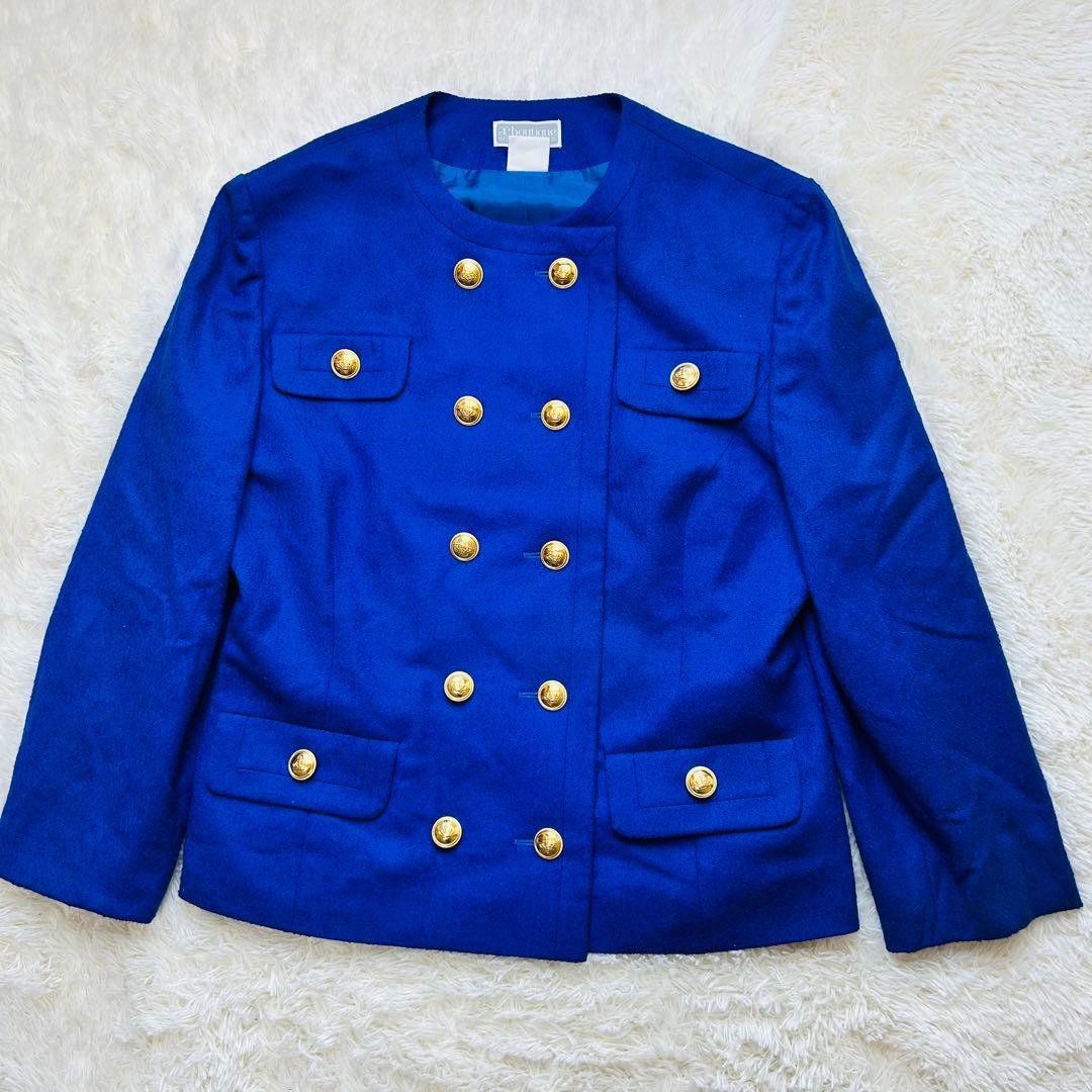 Retro Bubbly Suit Gold Button Double Jacket Skirt Setup