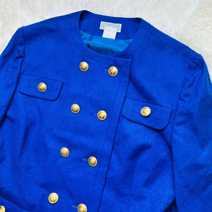Retro Bubbly Suit Gold Button Double Jacket Skirt Setup