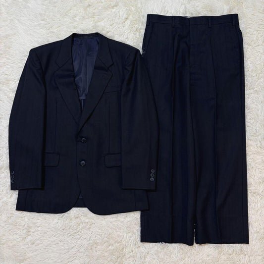 VINTAGE Setup Navy Dark Blue Striped Y2K Retro Suit