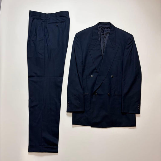 Yves Saint Laurent Setup Double Herringbone Black Tag Navy 180
