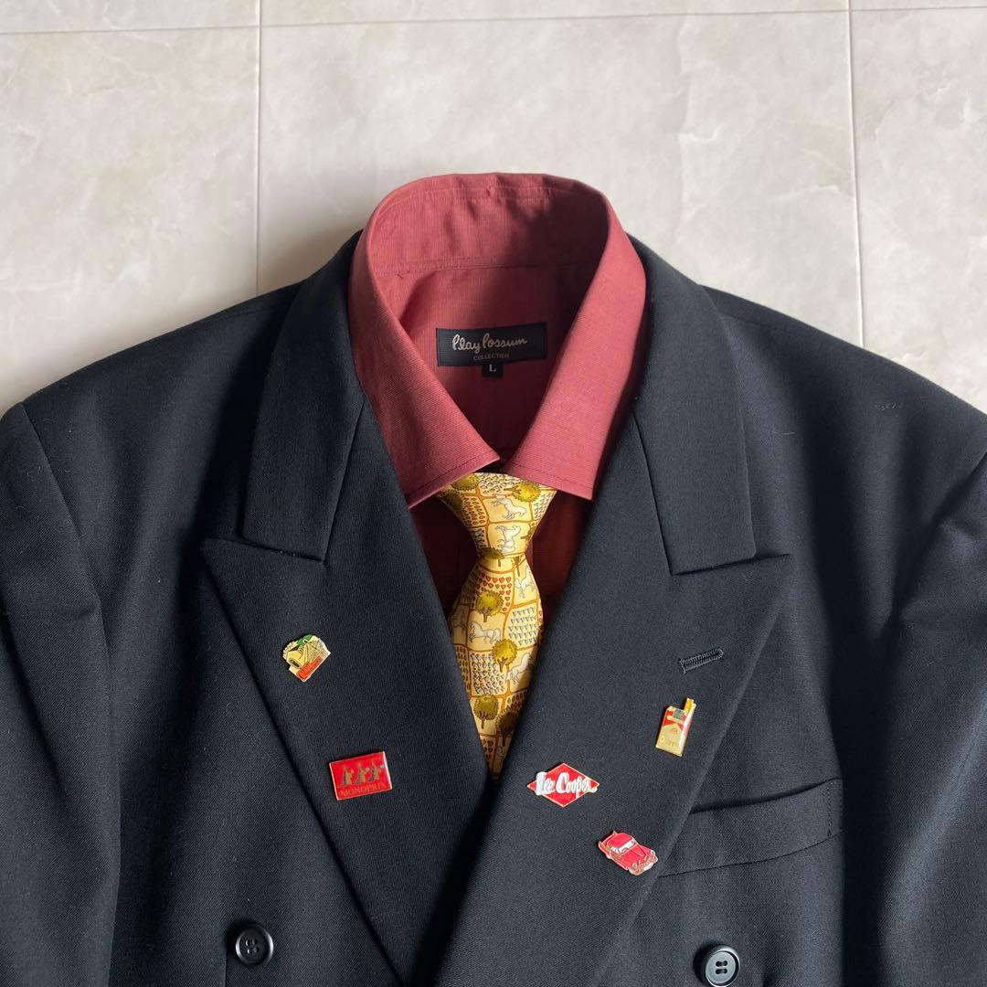 90s vintage Ferragamo tie double suit pins 4 piece set