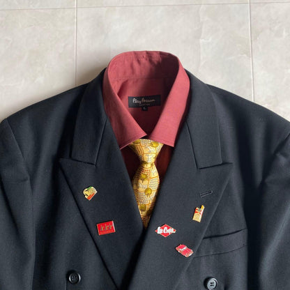 90s vintage Ferragamo tie double suit pins 4 piece set